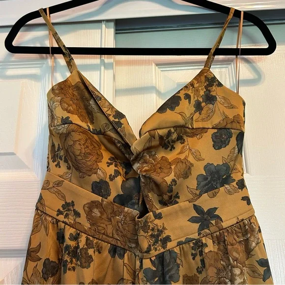 Baltic Born Floral Wide Leg Jumpsuit in Mustard and Green - Picture 4 of 6